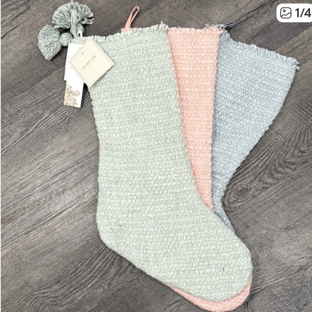 Shabby Chic Pastel Knit Christmas Stockings